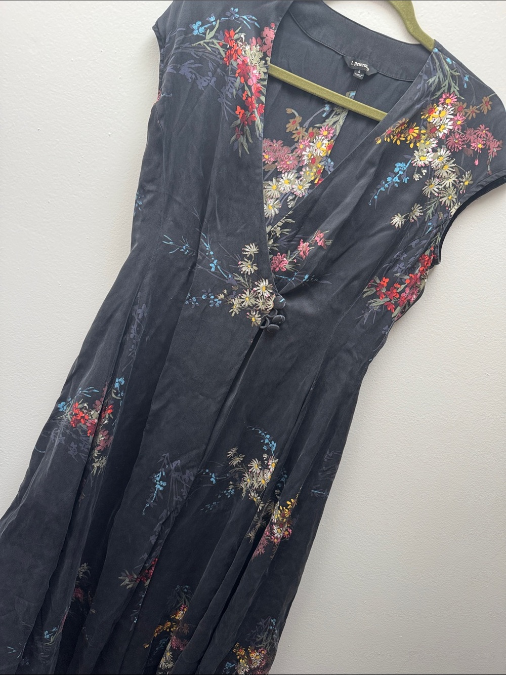 J. Peterman 100% Silk Floral Wrap Dress Sz 6 Flowy Dressy